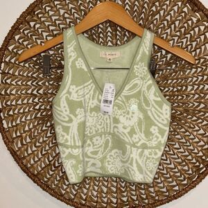 L.A. Hearts green and white paisley cropped tank size xsmall